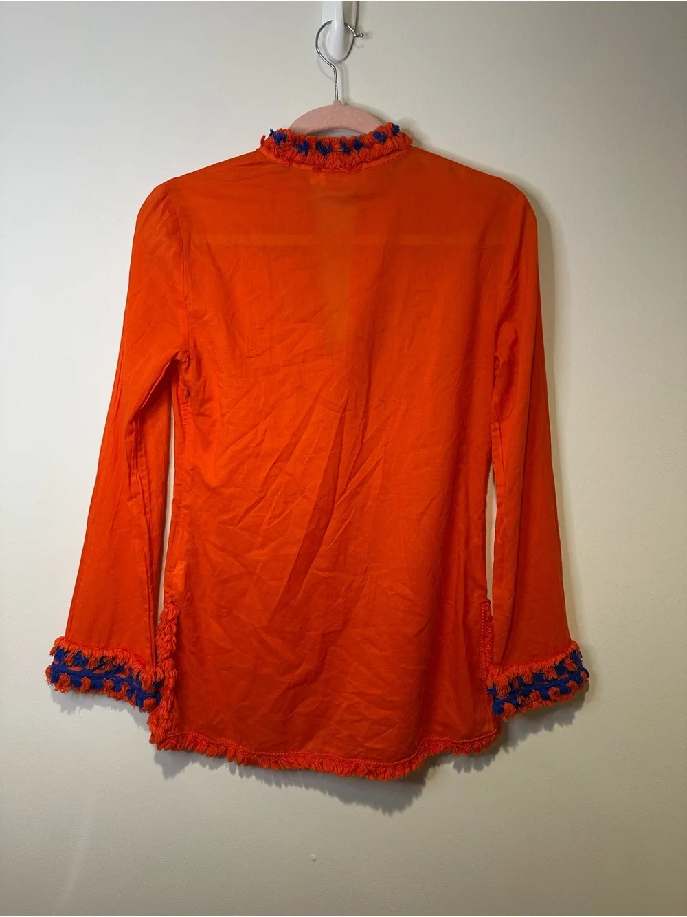 tory burch samba fringe tunic blouse size 0